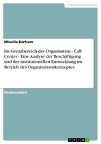 Im Grenzbereich der Organisation - Call Center - Eine Analyse der Beschäftigung und der institutionellen Entwicklung im Bereich des Organisationskonzeptes