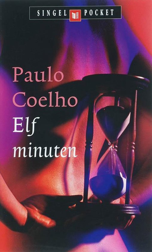 Boekcover 'Elf Minuten' van Paulo Coelho met een zandloper.