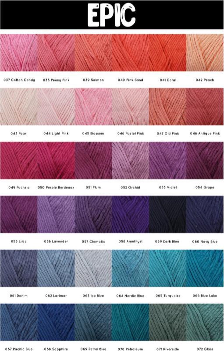 Alle 100 kleuren Epic Yarn and Colors