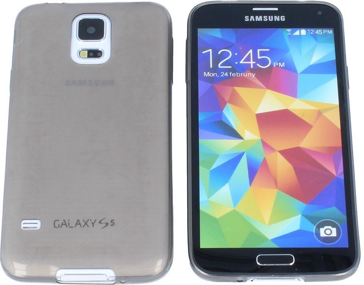 Samsung Galaxy S5 0.3 mm Ultra Thin Matte Soft Back Skin case Transparant Grijs Grey