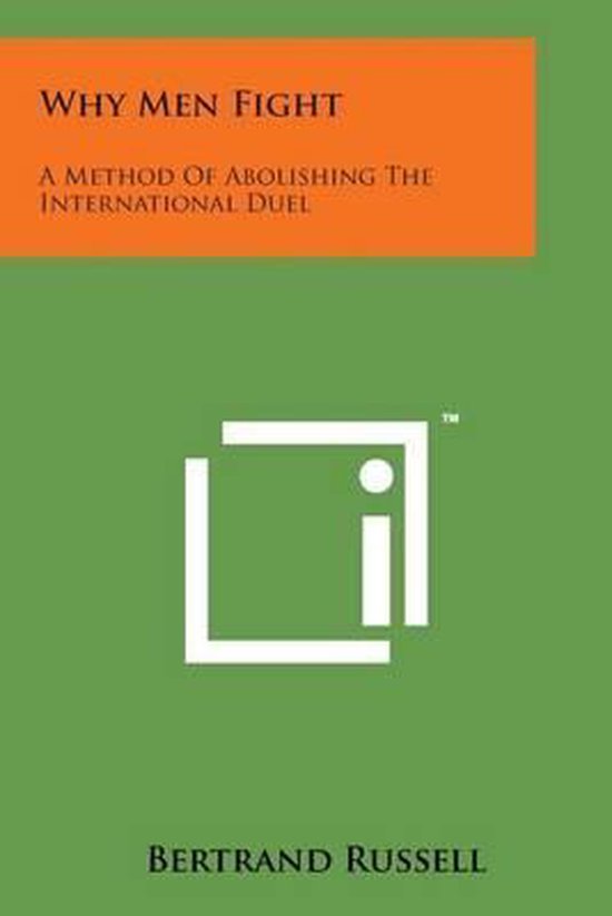 Boek "Why Men Fight" door Bertrand Russell, met oranje titelblok.