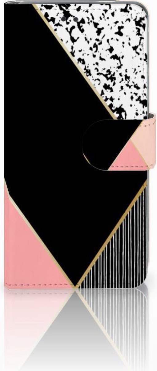 Nokia 3.1 (2018) Book Case Zwart Roze Vormen