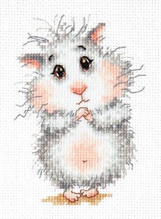 Alisa Kreuzstich-Set „Hamster“ – Motiv 9x7 Cm, Inkl. Stoff, Garne, Nadel & Anleitung