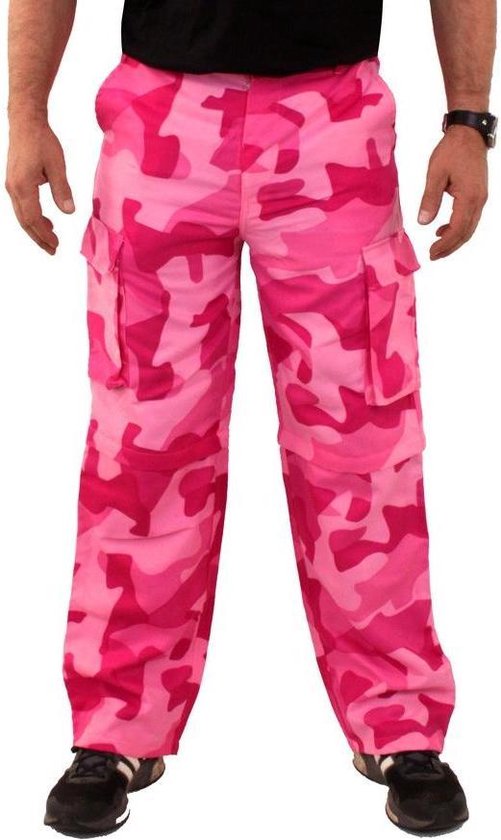 Koe mixer defect Fluor roze camo Broek - Neon pink camo Pants heren 48 dames 38 | bol.com