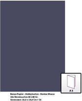 Benza Papier - Gekleurd Printpapier Hobbykarton 240 Gr. (Gram) A5 - Donkerblauw - 30 Stuks (Wenskaarten)