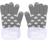 Touch screen winterhandschoenen grijs hartjes / one size