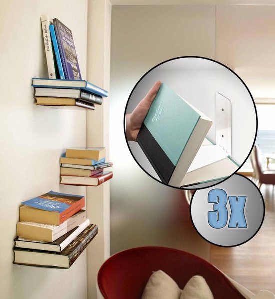 Lifa-living - 2 x Boekenplank Zwevend - Onzichtbare boekenplank -  Boekensteun | bol.com
