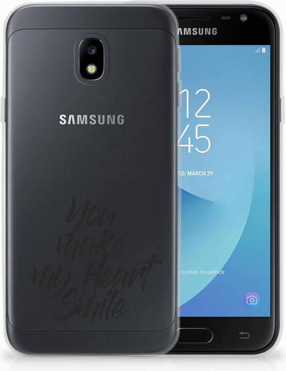 Back Cover voor Samsung Galaxy J3 2017 Siliconen hoesje met naam Heart Smile
