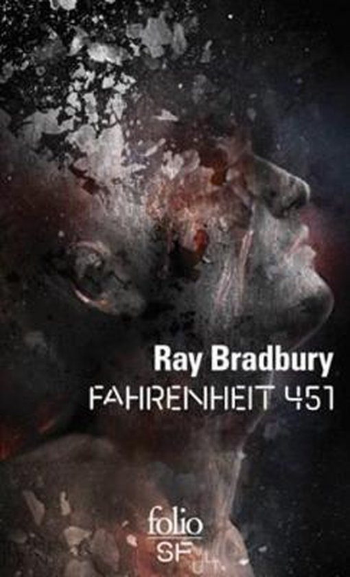 Couverture du livre Fahrenheit 451 de Ray Bradbury représentant une figure s'estompant.