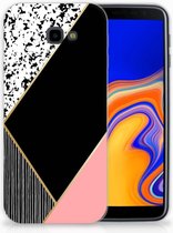 Geschikt voor Samsung Galaxy J4 Plus (2018) TPU Siliconen Hoesje Black Pink Shapes