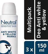 Neutral 0% Anti white & yellow Deodorant - 3 x 150 ml - Voordeelverpakking