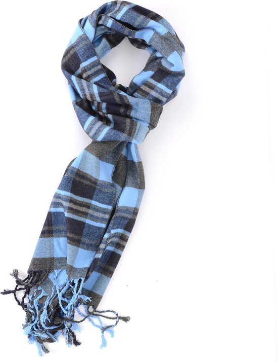 ervaring Integreren medeleerling Blauw met grijze viscose sjaal met ruit patroon - Zachte nette shawl voor  heren | bol.com