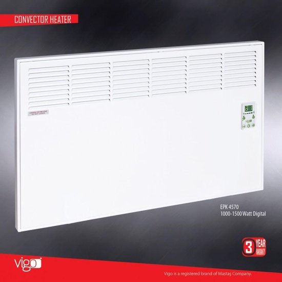 Ivigo elektrische verwarming kachel 1500 watt wit 70 x 45 x 8 cm tiptoets...