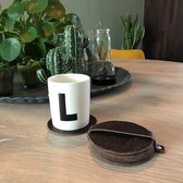 Leren onderzetters set 6 Donkerbruin