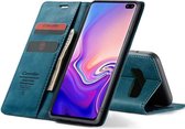 CASEME Samsung Galaxy S10 Plus Retro Wallet Hoesje - Blauw