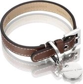Hondenhalsband Saffiano, chocolate (donkerbruin), Maat M