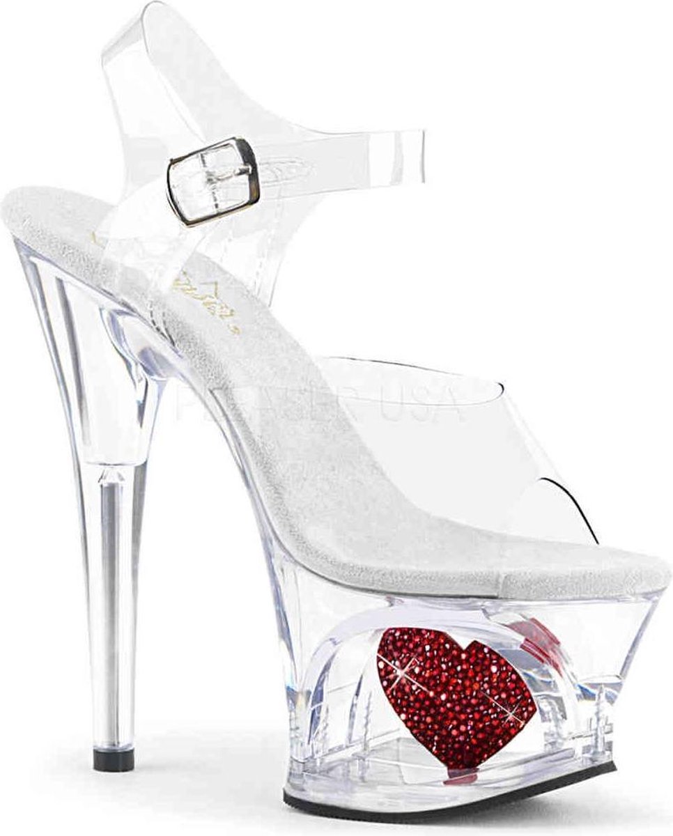 Pleaser - MOON708HRS Sandaal met enkelband, Paaldans schoenen - Paaldans schoenen - 39 Shoes - Transparant