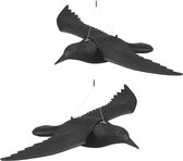 relaxdays 2 x corbeau volant effrayé par les pigeons - épouvantail - figurine de jardin - défense
