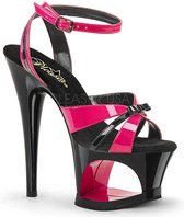 Pleaser Sandaal met enkelband, Paaldans schoenen -35 Shoes- MOON-728 Paaldans schoenen Zwart/Roze