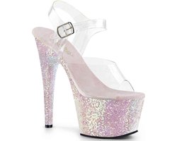 Pleaser - ADORE-708LG Sandaal met enkelband, Paaldans schoenen - Paaldans schoenen - 41 Shoes - Roze/Transparant