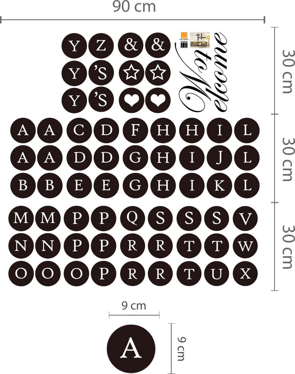 Walplus - Muursticker - Welkom Thuis Puzzel Letters - Zwart