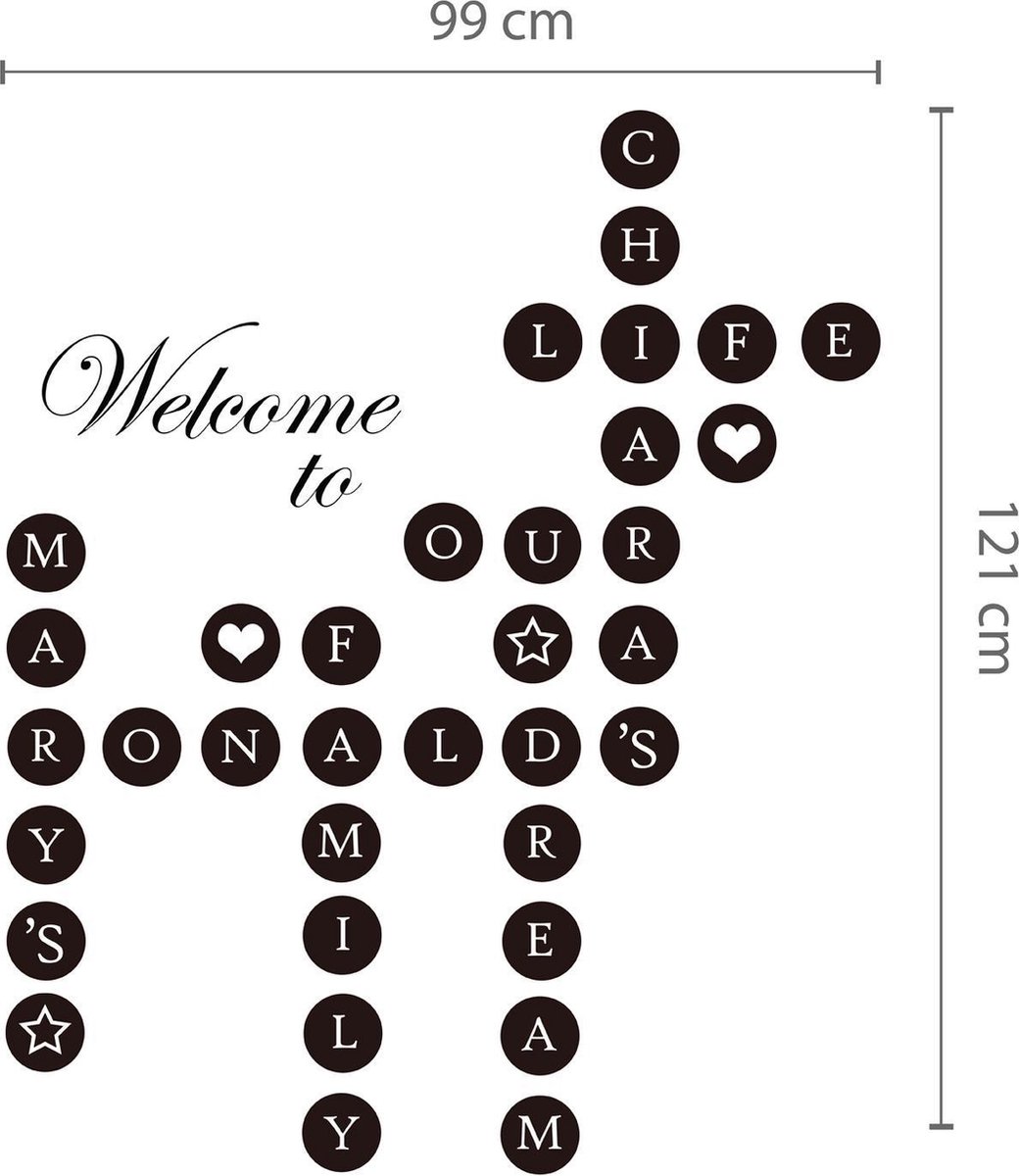 Walplus Muursticker - Welkom Thuis Puzzel Letters - Zwart