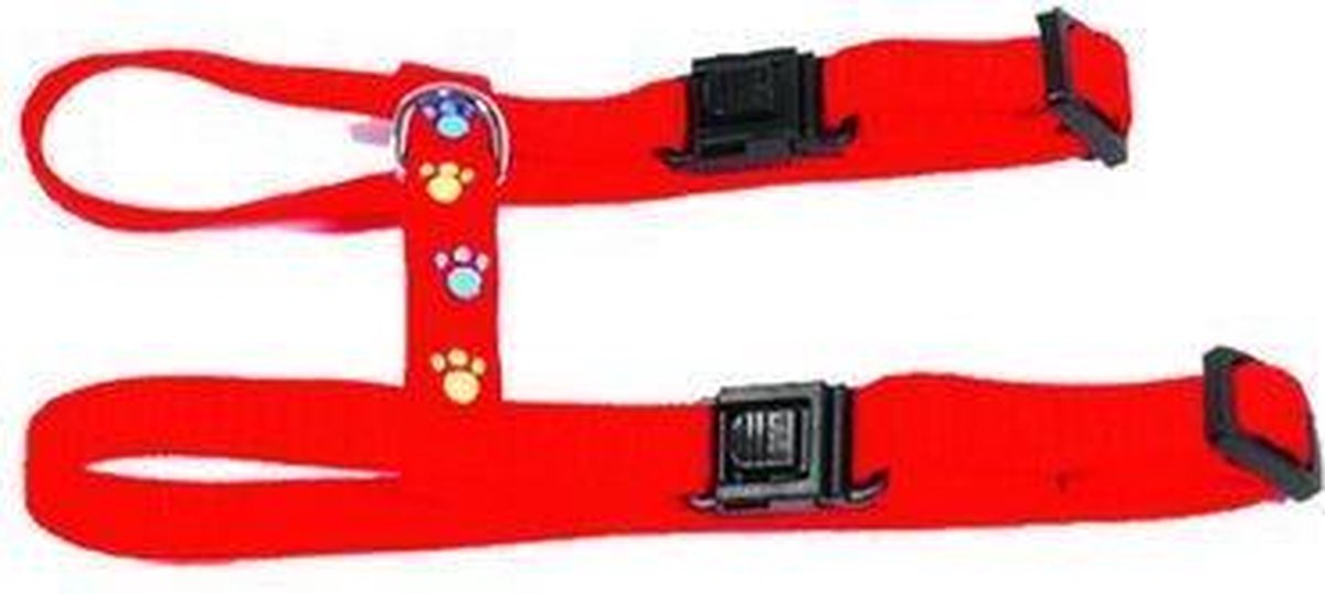 Tuig voor kat poot print nylon rood 10 mmx25-35 cm