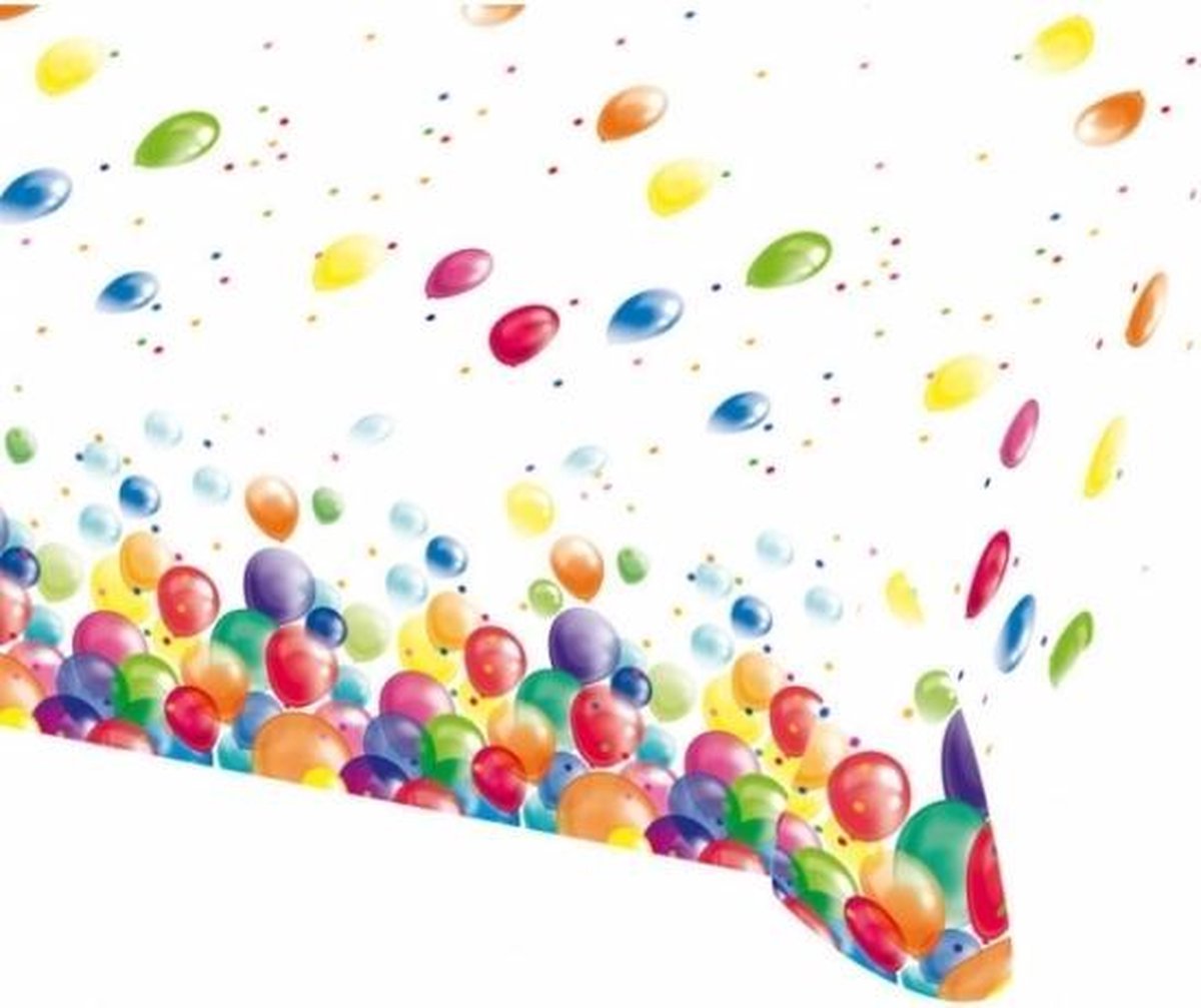 Feest tafelkleed met ballonnen opdruk plastic 180x120cm - Merkloos