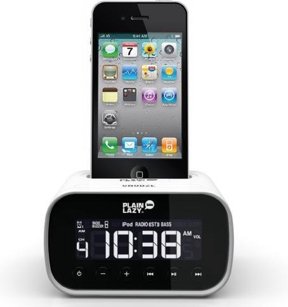 wekker, dock voor Ipod & Iphone oplaadstation Plain Lazy | bol.com