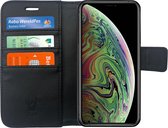 Lederen Hoesje Wallet voor Apple iPhone Xs / X Zwart - Book Case Cover van iCall