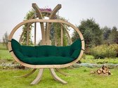 Amazonas Globo Chair Royal - 2 persoons - Groene kussens Weerbestendig + Luxe Houten Standaard
