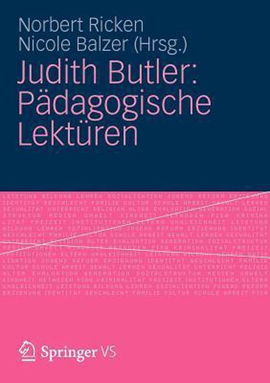 Judith Butler Paedagogische Lektueren, Norbert Ricken 9783531166131 Boeken