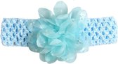 Jessidress Hoofdband Baby haarband met organza bloem - Blauw