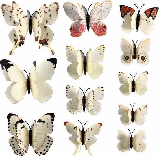 Dubbele witte 3D-vlinders