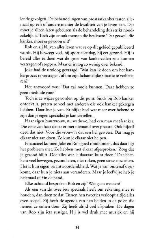 Een open boekpagina met tekst over prostaatkankerbehandelingen en relaties.