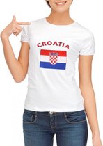 Wit dames t-shirt met vlag van Kroatie S