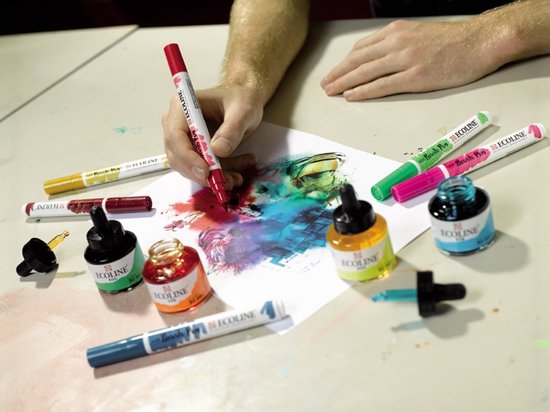 Stylo pinceau Talens Ecoline , étui de 15 pièces, assorti