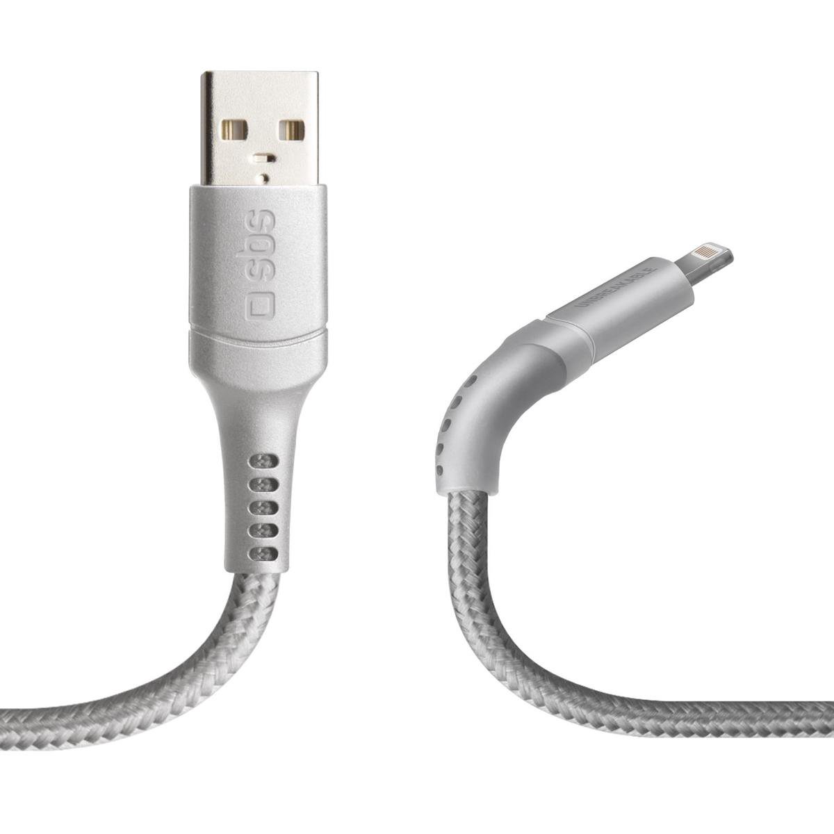 SBS USB Datenkabel Lightning-Anschluss (1 m) Unbreakable Collection , grau