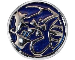 Quiges - Dames Click Button Drukknoop 18mm Ornament Blauw - EBCM066