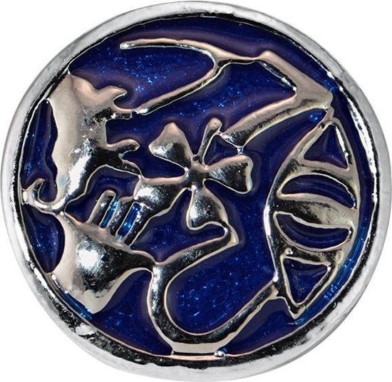 Quiges - Dames Click Button Drukknoop 18mm Ornament Blauw - EBCM066