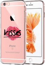 Apple Iphone 6 / 6S Transparant siliconen hoesje (Kisses)