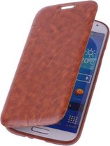 Bruin TPU Book Case Flip Cover Hoesje Lijn Motief Samsung Galaxy S4 i9500