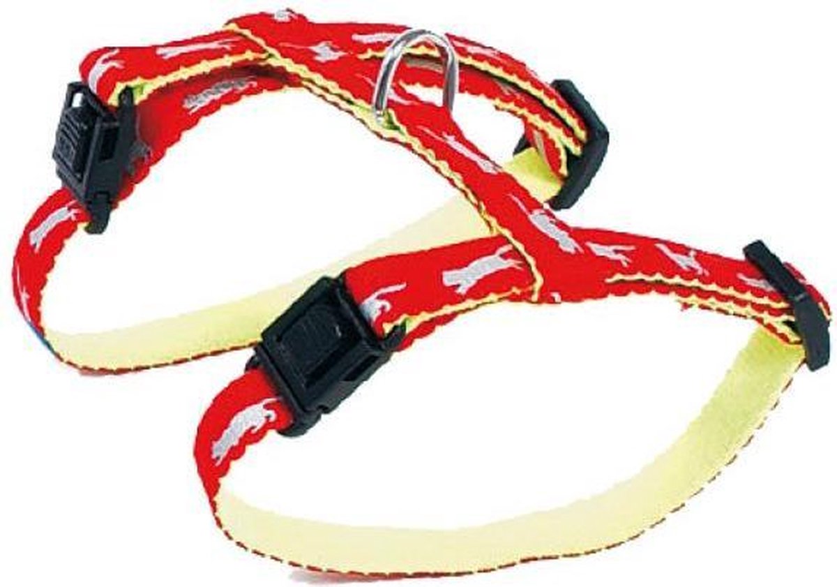 Tuig voor kat bi-color nylon rood / geel 10 mmx25-35 cm