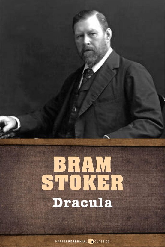 Bram Stoker, auteur van Dracula, in een zwart pak met stropdas.