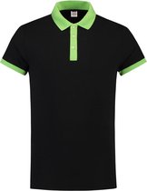 Tricorp Poloshirt bi-color fitted - Casual - 201002 - Zwart-Limoengroen - maat 3XL