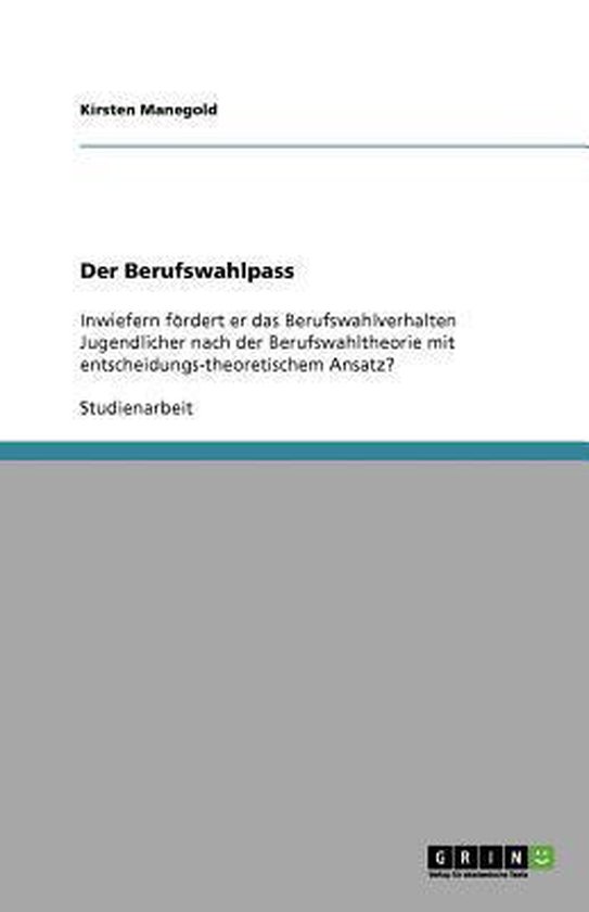 Der Berufswahlpass - cover