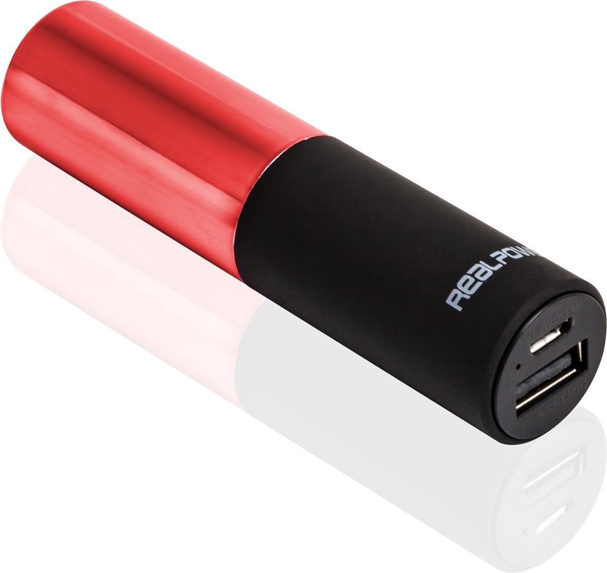 ✅ Powerbank RealPower Lipstick rood 2500 mHa