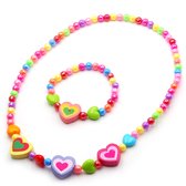 Kinderketting en armband voor meisjes met hartjes multicolor