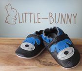 LITTLE-BUNNY leren babysloffen Blauw hond 12-18 maanden jongen/ meisje
