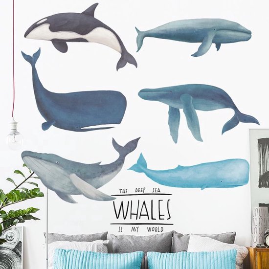 Stickerkamer® - Muurstickers - Walvissen - Kinderkamer inspiratie - babykamer - oceaan - jongen - meisje - wanddecoratie - muurdecoratie